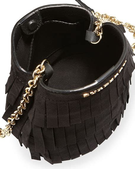 Burberry Fringed Suede Baby Bucket Bag, Black 